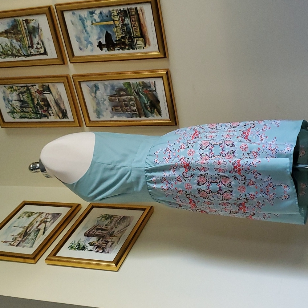 Robin's Egg Blue Floral Strappy Backless Sun Dress - Picture 7 of 14